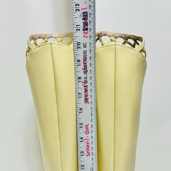 NIB Gucci Lattice Knee-High Boots EU 38.5 US 8.5 Butter Ivory Cutout Leather - Picture 12 of 15